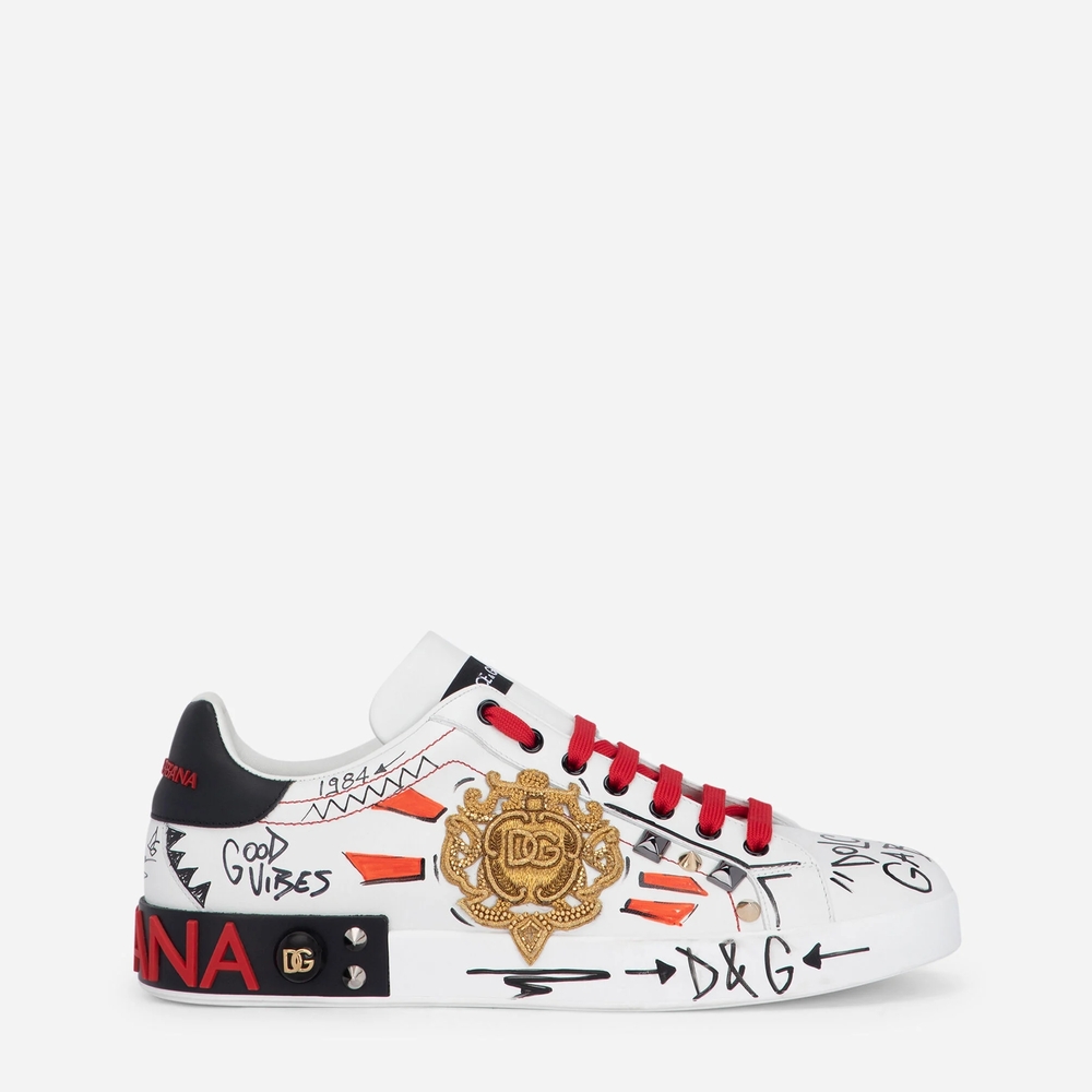 Dolce & Gabbana White and Red Sneakers